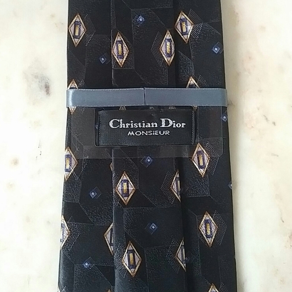 DIOR - NWT beautiful classy black diamond silk tie - Picture 3 of 5